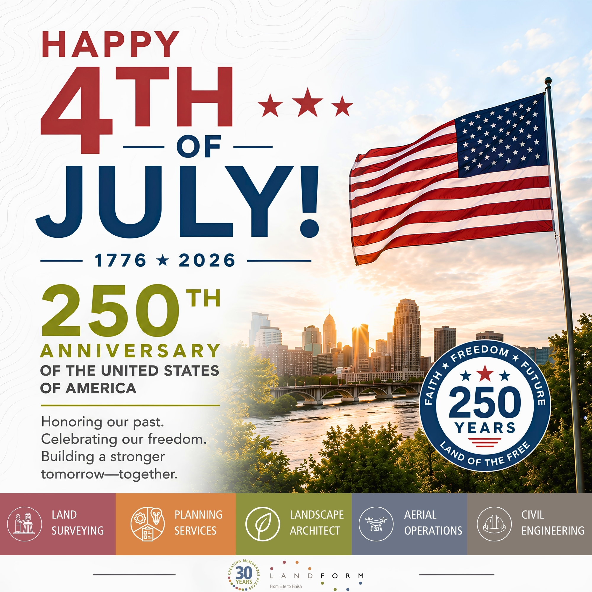 4th july independence day 250 anniversary minneapolis minnesota civil engineer land surveyor planning landscape architect lidar drone pilot elk river